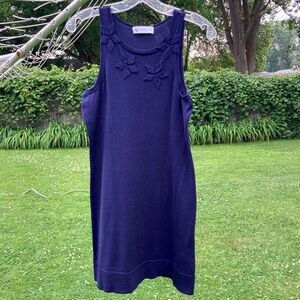 Navy Blue ADRIENNE VITTADINI Mercerized Cotton Sleeveless Dress XS/S